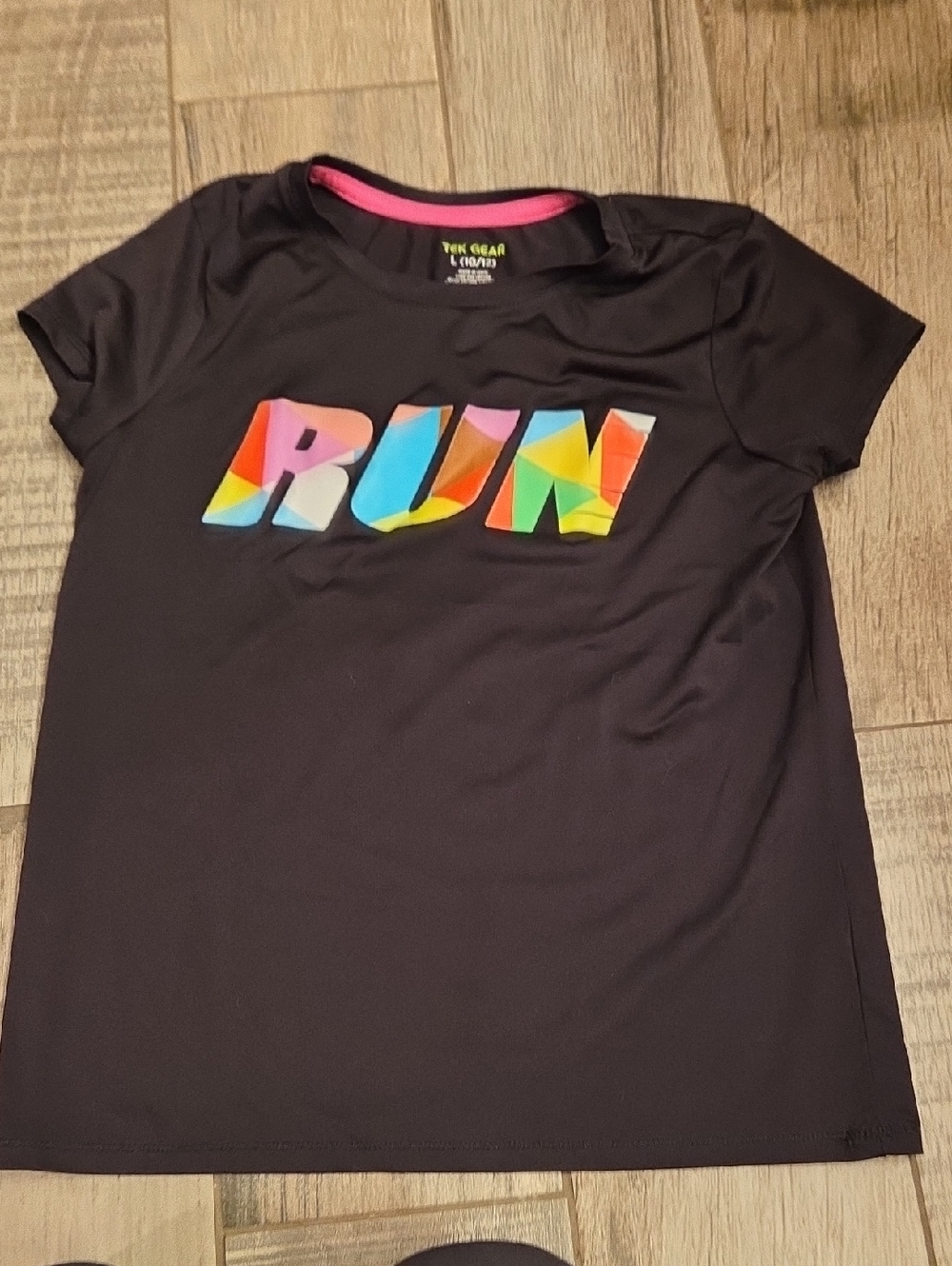 tek gear Black Kids' RUN Graphic Active Tee with Multicolor Letters